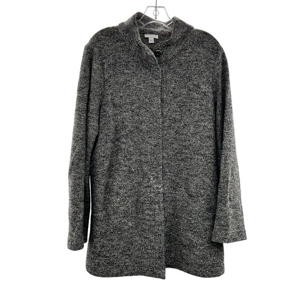 J.Jill Women's Snap Up Sweater Jacket Mock Neck Heather Gray Size Small Pockets - Picture 1 of 9
